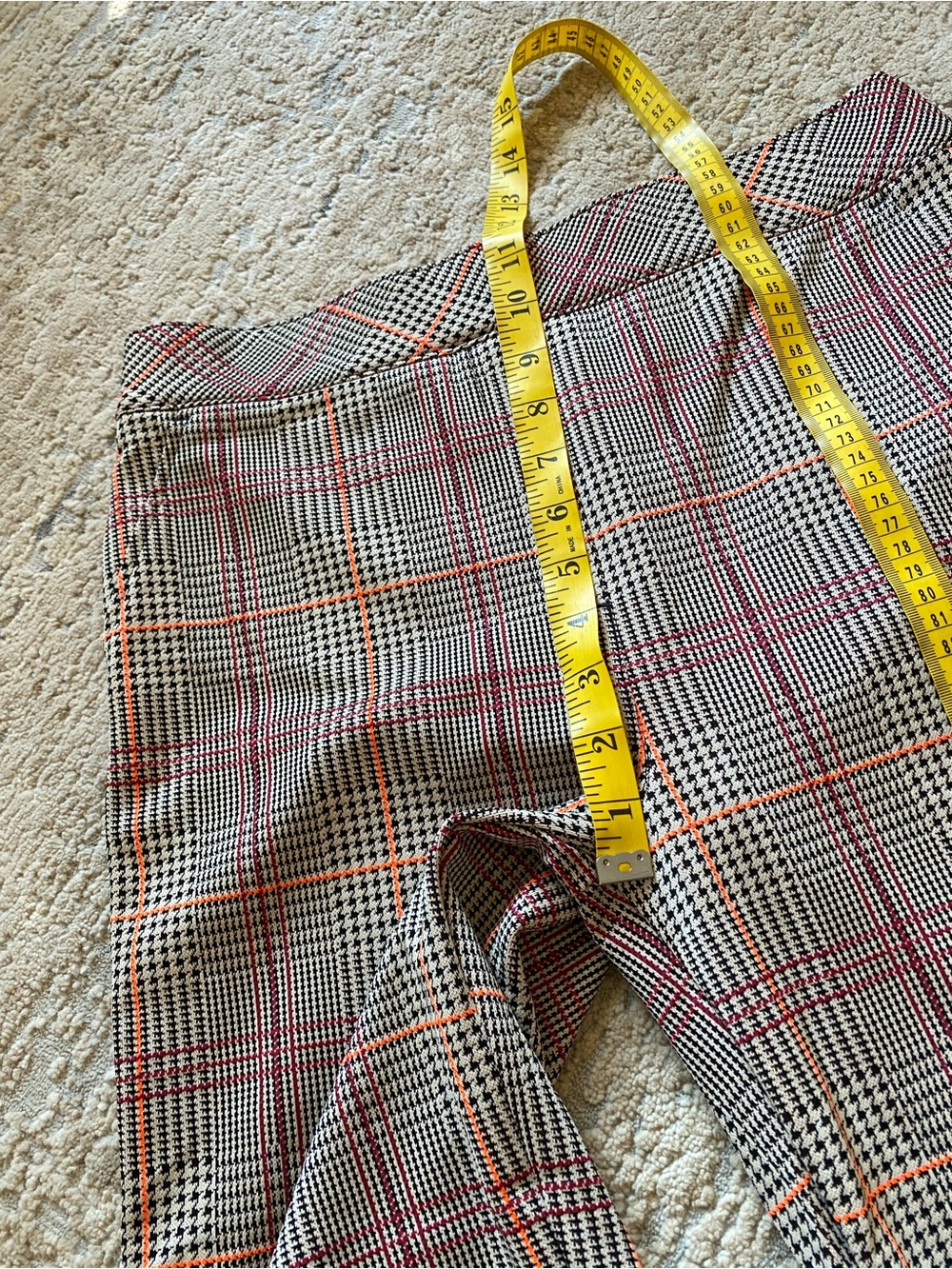 Spanx Perfect Kick Flare Ponte Plaid Trousers Orange Pop Pull On Pants: Large - Picture 4 of 9